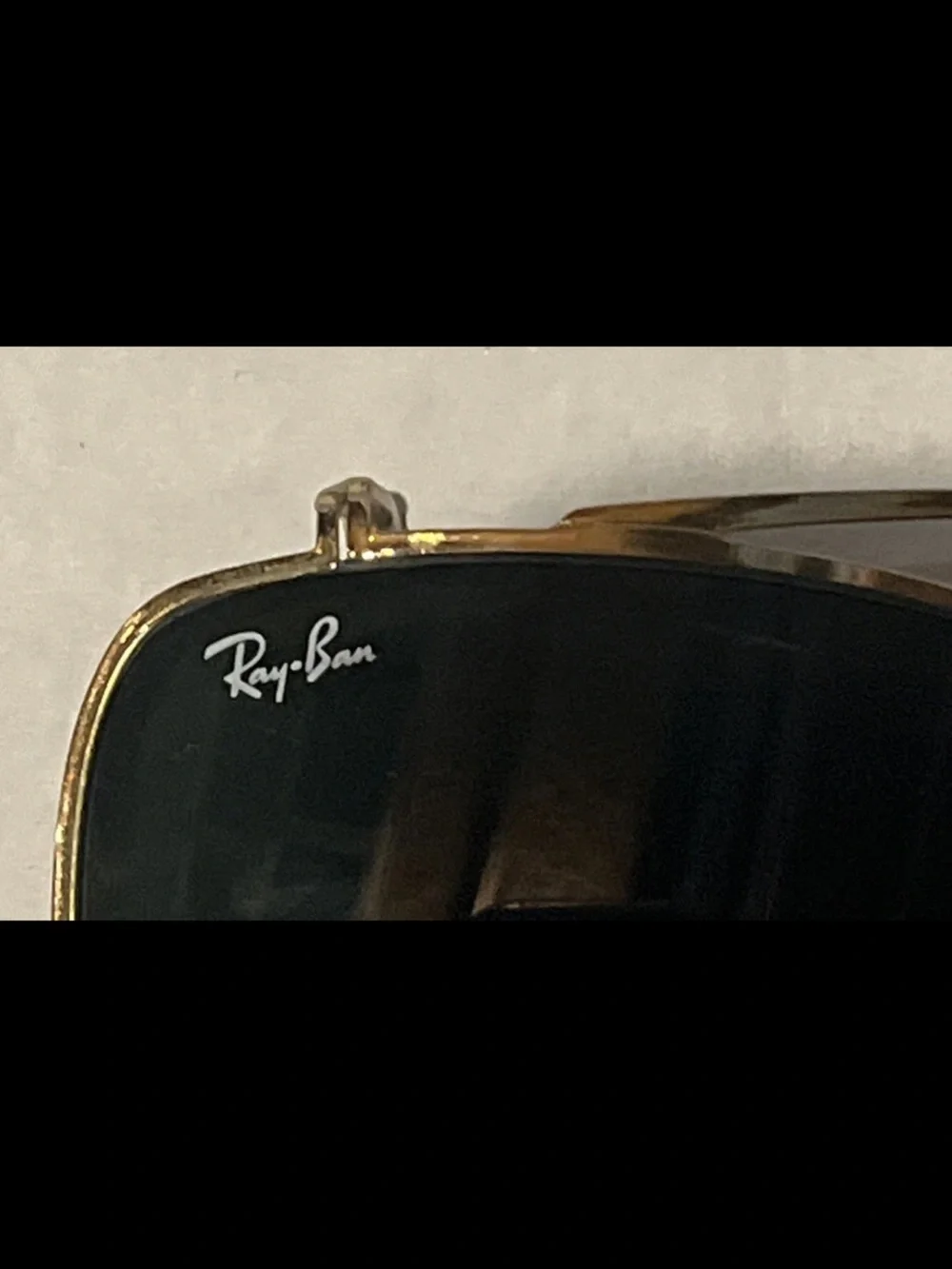 Ray-Ban Gold Frame Black Lens Clip-On Sunglasses with Case Vintage